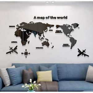 Diy 3d Carte Du Monde Sticker Mural Acrylique Décoration