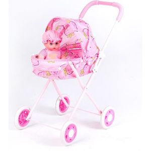 POUPÉE Poussette de marche de transport de bébé pour la belle poupée en plastique de chariot de poupée de Barbie (poupée rose)