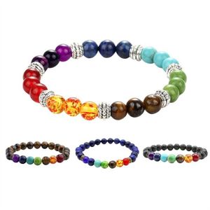 7 Chakra Guérison Équilibre De Perles Bracelet pierres naturelles Yoga Reiki prière Pick