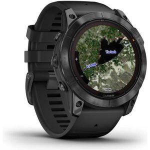 Montre connectée sport GARMIN - Fenix 7X Pro Solar Edition - Montre connectée à haute performance - Acier, Gray avec bracelet noir