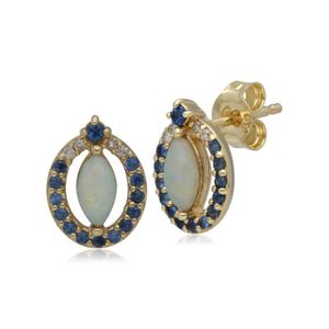 14K Solide Or Blanc Ronde Véritable Saphir Bleu Septembre Clous D/'Oreilles