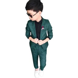 COSTUME - TAILLEUR Costume Garçon d'Honneur Costume Enfant Tuxedo Suit pour Mariage Cérémonie Anniversaire Soirée Bal,Vert-2 pièces