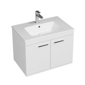 MEUBLE VASQUE - PLAN RUBITE Meuble salle de bain simple vasque 2 portes Blanc largeur 70 cm