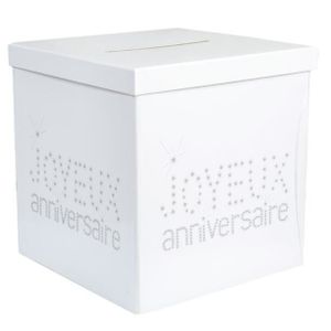 1 Urne Joyeux Anniversaire Blanche et Or m/étallis/ée Santex R//5671 Tirelire