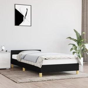 STRUCTURE DE LIT Cadre de lit avec tête de lit - TBEST - HOP - Noir