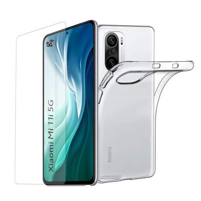 Pack Protection Xiaomi Mi 11i : Coque Silicone Transparente Renforcée Aux Angles + Verre Trempé - Little Boutik