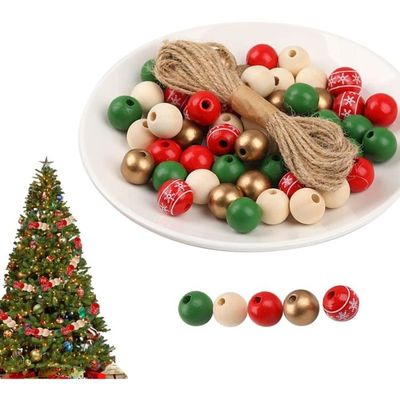 Ensemble De Perles De Noël, 100 Pièces Perles En Bois Colorées, Perle