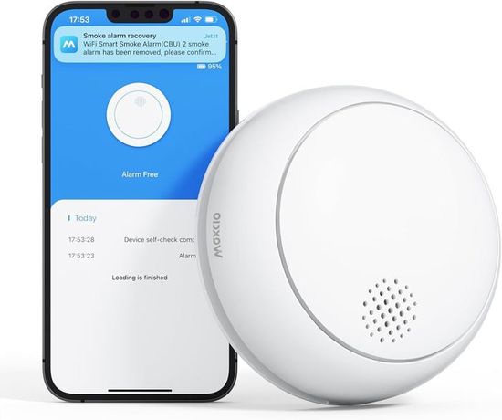 Meross Matter Détecteur De Fumée Connecté, Alarme Incendie Intelligente Wi-FI Avec Double Capteur Optique, Détecteur Fumée Avec Alerte APP, Maillage 0,8 Mm, 33 Mm, Avec Hub MSH450, 1 Pièce