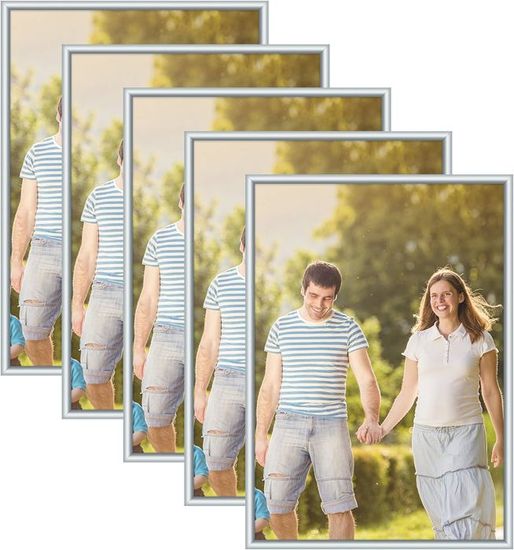 Lot De 2 Cadres Pliants Aluminium Format A3 (29,7x42 Cm) - Argent, Anti-Reflet, Fixation Murale Incluse - Pour Posters, Affiches - 8