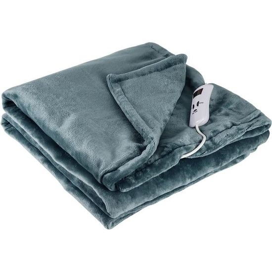 Couverture Chauffante Mia&Coco 180x130cm - 10 Niveaux, Minuterie 9h, Lavable - Sécurité Surchauffe, Sherpa Doux