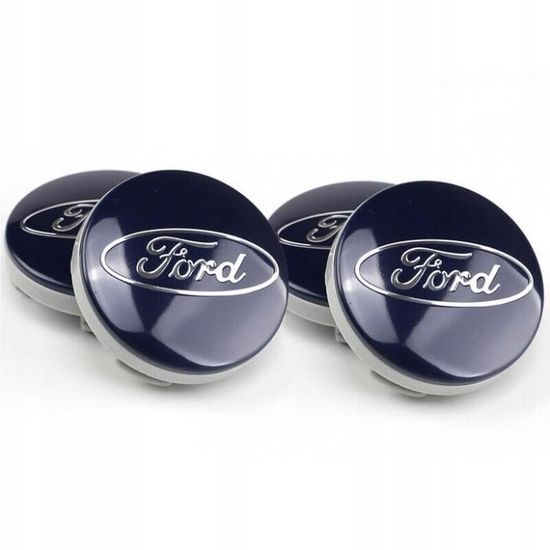 Cache Moyeux Ford 54 Mm – Lot De 4, ABS+PC, Revêtement Silicone – Compatible C-Max, Focus, Kuga…