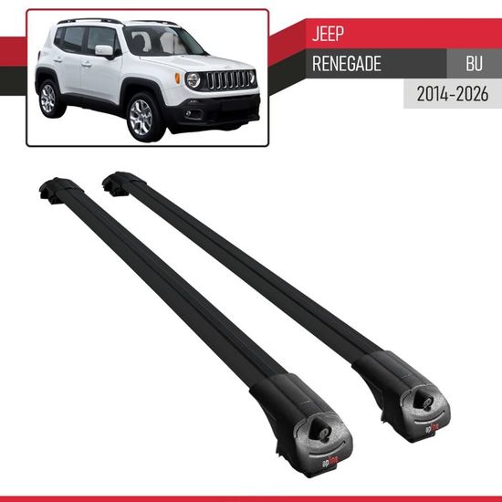accessorypart Compatibile con Jeep Renegade (BU) 2014-2024 FLY Model Barre Tetto Portapacchi Auto Barre Portatutto Nero Alluminio 2 Barre