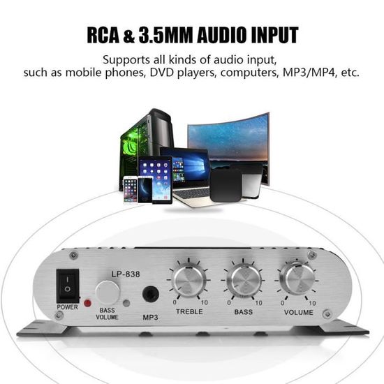 Amplificateur Audio 2 Canaux - Préampli Stéréo Mini Avec Entrée/sortie 3.5mm