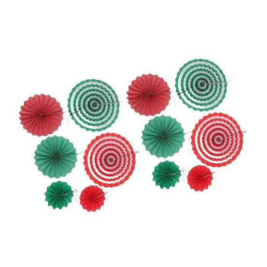 Lot De 9 Fleurs Et éventails En Papier Suspendus - Guirlande Rose, Décoration Fête Mariage, Anniversaire