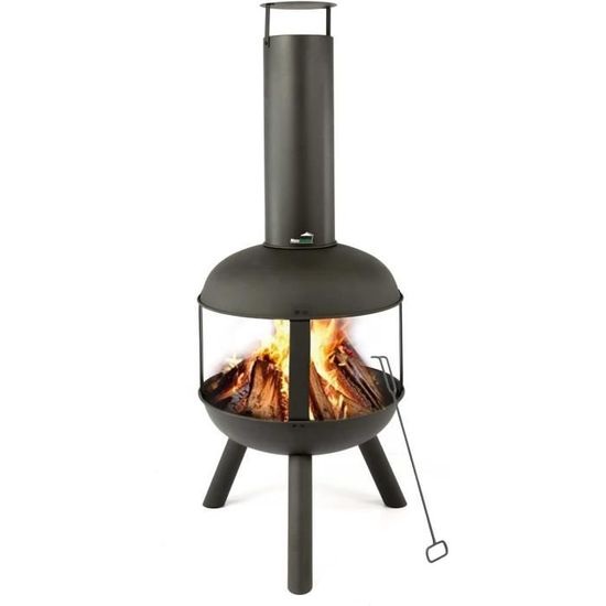 Blumfeldt Monument - Cheminée De Jardin Poêle De Terrasse FireView Acier INOX Noir