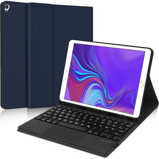 Étui Clavier Pour IPad 9e Génération – Rétroéclairé RGB, Rotatif 360°, Noir Mat
