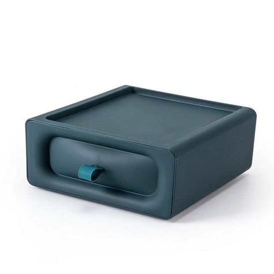 Organisateur De Bureau 4 Tiroirs Empilables - Blanc, Noir, Rouge, Vert - 18,5x20x7,5 Cm - Pour Rangement Papier, Maquillage, Fournitures - 11
