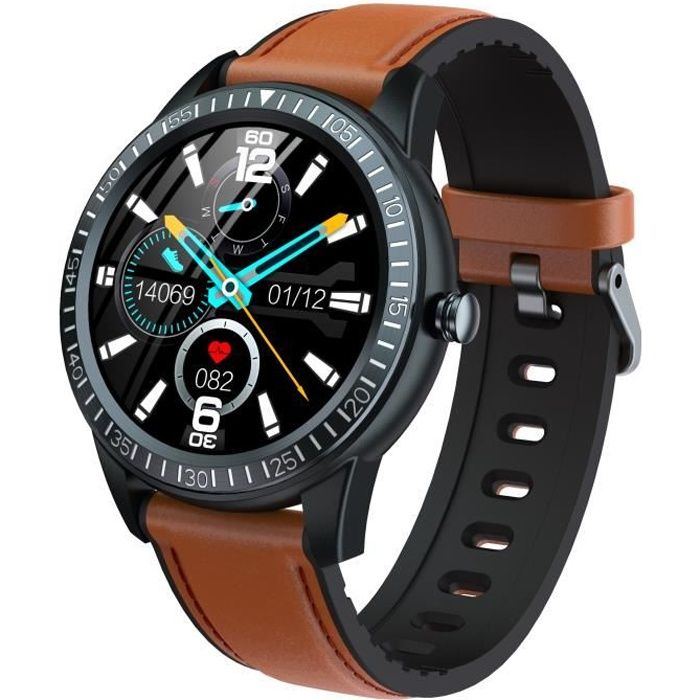 Montre connectée bluetooth appel intelligent smartwatch sport 1,28 pouces Ecran tactile -Brun