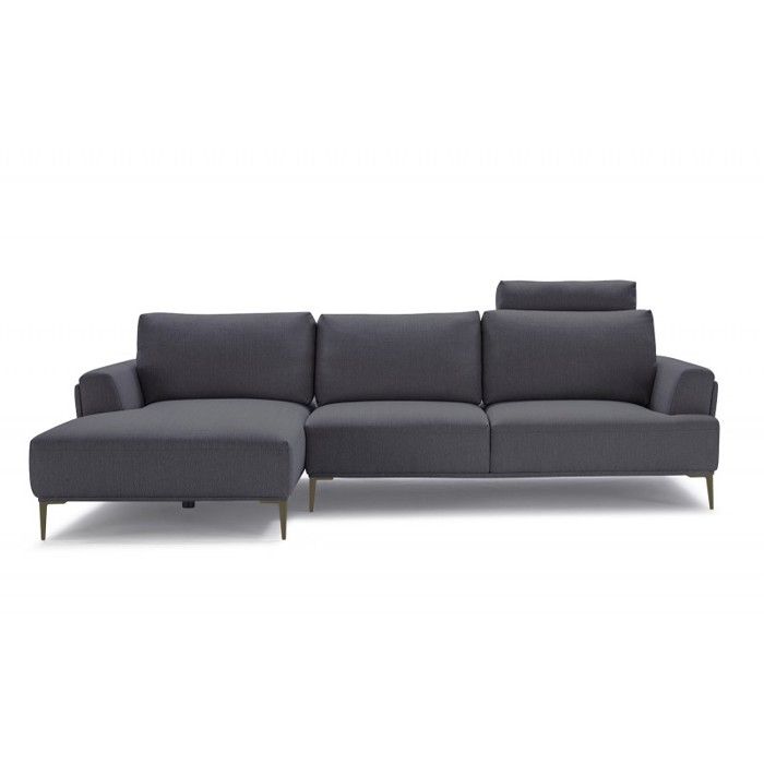 Canapé d'angle gauche tissu gris anthracite modulable - dossiers mobiles - ALIX