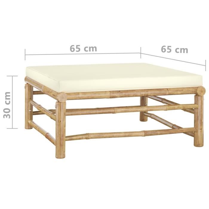#37584 Salon de jardin 6 pcs Professionnel - Ensemble Table et Chaise de Jardin avec coussins blanc crème - Bambou Parfait
