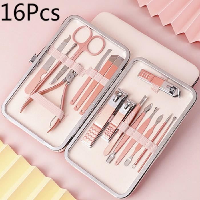 Coupe-ongles Set Kit De Manucure Pédicure, Set De Manucure Femme Outils Professionnels Coupe-ongles En Acier Inoxydable -16PCS