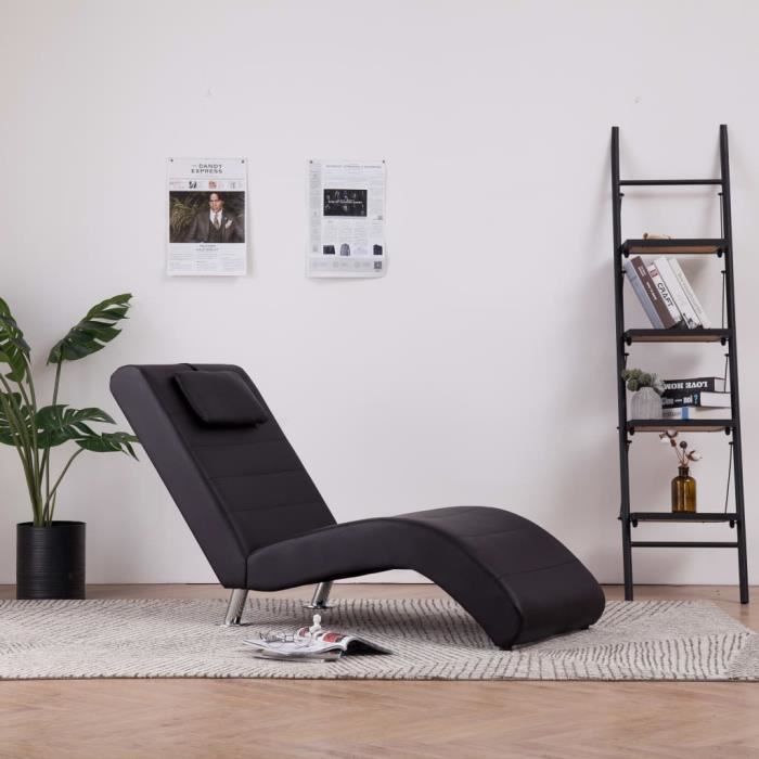 281279 Chaise longue avec coussin Marron Similicuir