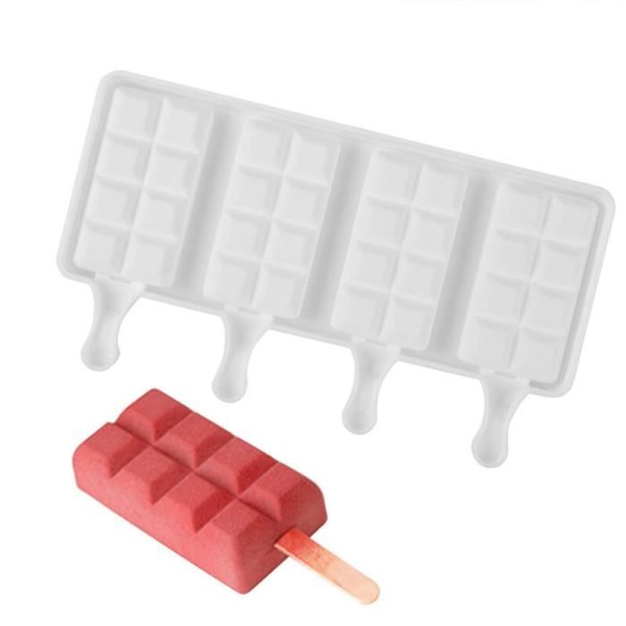 Rafraichisseur vin,Moules à glaces en Silicone en forme de treillis 4 cavités, moule ovale fait maison avec bâtons en - Type Black