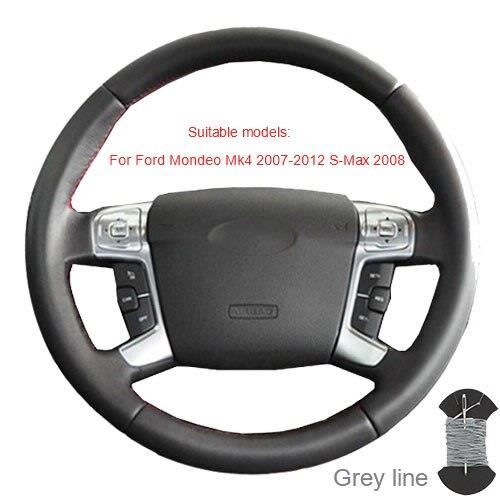Couvre volant,Couvre volant pour Ford Mondeo Mk4 2007 2012 s max 2008 Ford Focus 3 2015 2018 Kuga 2016 - Type Grey thread #A