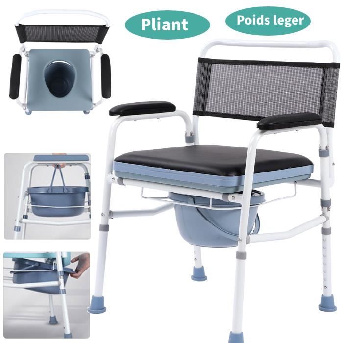 Chaise percée - Chaise toilette - Avec dossier - Acier - Commode Chaise percée pliante - Avec couvercle et pliage HB017 #122