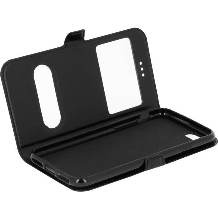 Housse iPhone 7 / iPhone 8 Etui Double Fenêtre Coque Silicone Gel - noir