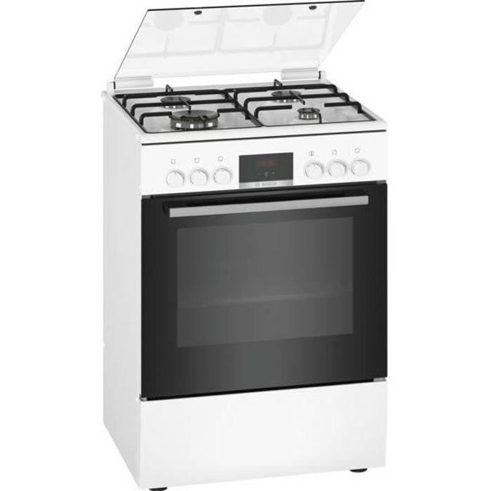 BOSCH HXR39IH20 - Cuisinière mixte - 3 foyers gaz et 1 wok - Four multifonction full ecoclean - 66 L