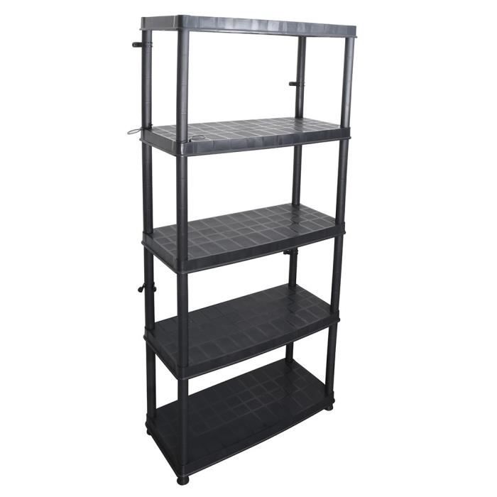 COGEX Étagère - 5 Plateaux - 85 x 40 x 185 cm - Noir