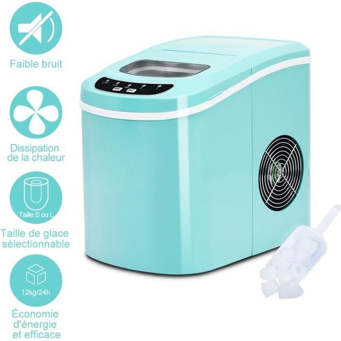 COSTWAY Machine à Glaçons 12KG/24H 9 Glaçons par 6-13 Min avec Réservoir 2,2 L Bac à Glace de 0,7 kg avec Pelle à Glace pour Maison