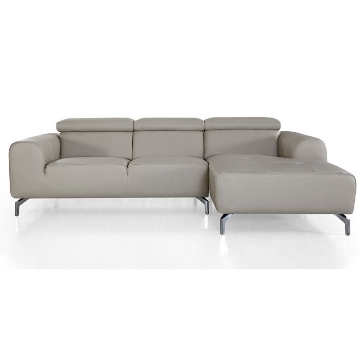Canapé d'angle droit en cuir ZAKARIA - Beige - Droit