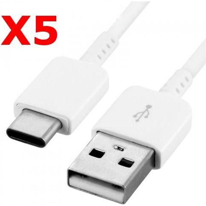 X5 Cable USB- Type C Chargeur Blanc pour Samsung Galaxy A8 / S9 / S9Plus Blanc X5 Couleur :