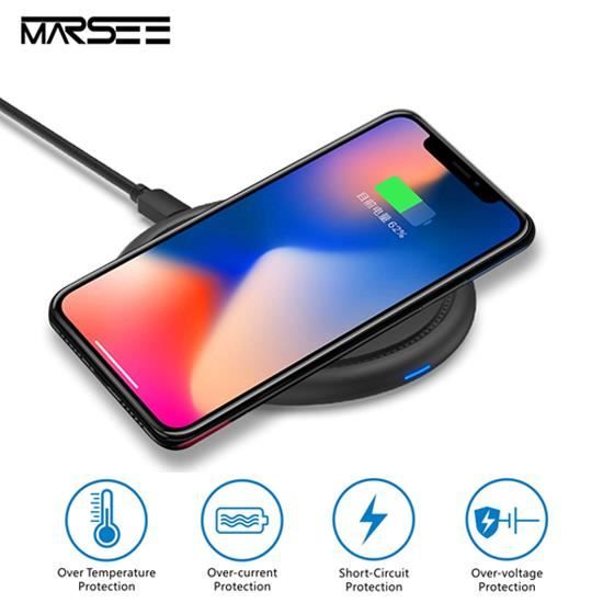 Chargeur Sans Fil Rapide Pour Samsung Galaxy S9 / S9 plus / S8 / S8 Plus/ S7 edge Note 9 / 8 pour Iphone XS / XS Max / XR /8