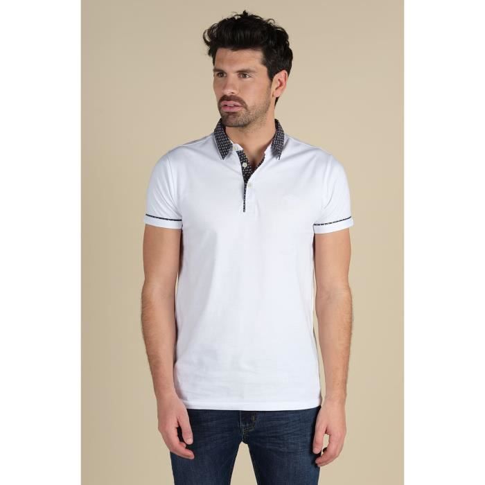 DEELUXE Polo avec détails à imprimé floral PAMPAS White