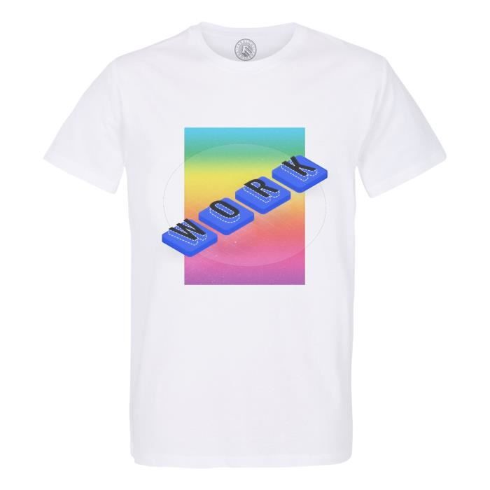 T-shirt Homme Col Rond Coton Bio Blanc Work Keys Nostalgia Vintage Style Retro Culture