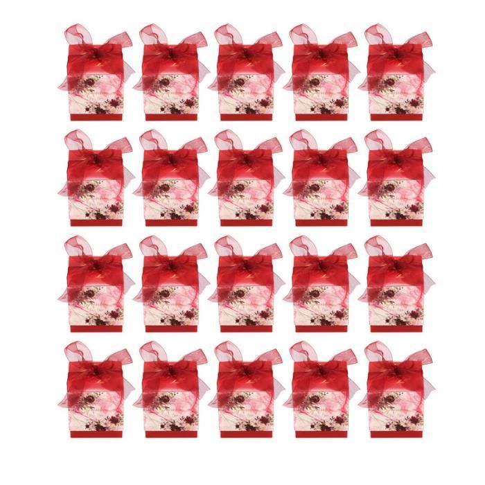 20 coffrets cadeaux de mariage boîtes à bonbons avec ruban bonbon (carthame + soie rouge) RIDEAU DE DOUCHE