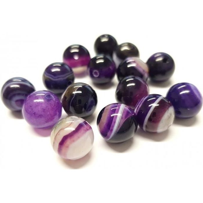 Perles pierre semi précieuse naturelle agate striée violet Violet6 mm lot de 15 perles 6 mm lot de 15 perles