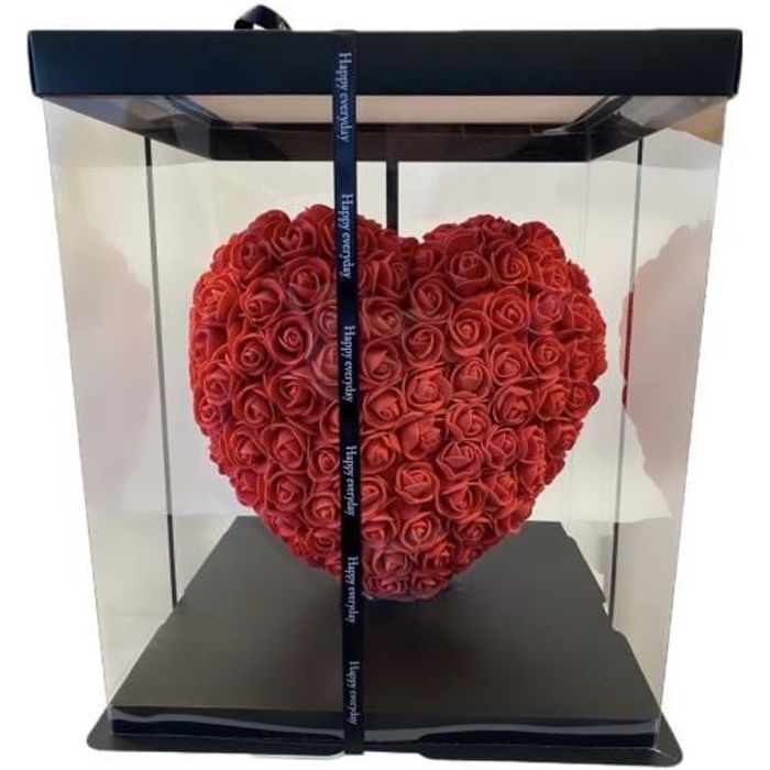 Cœur en Rose éternelle rouge, Fleur éternelle faite à la Main, Cadeau d'anniversaire, cadeau de mariage, cadeau fête des mères
