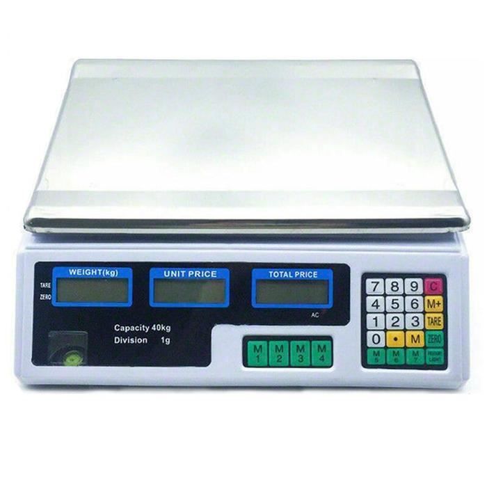 blanche Balance électronique portable 40kg 2g Mesure de cuisine de pesage de la nourriture de poste Balance électronique à M36818