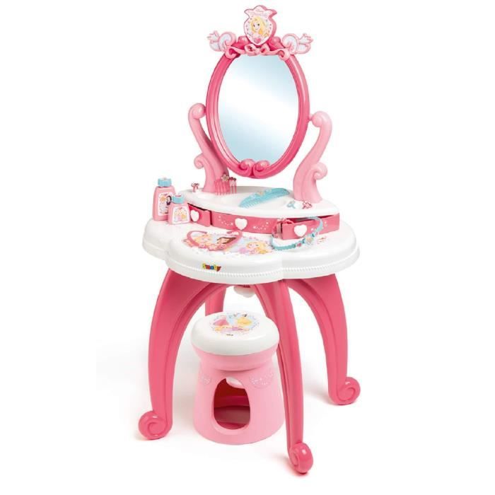 Smoby - 320222 - Princesses Disney - Coiffeuse 2 en 1 + Tabouret - 10 Accessoires