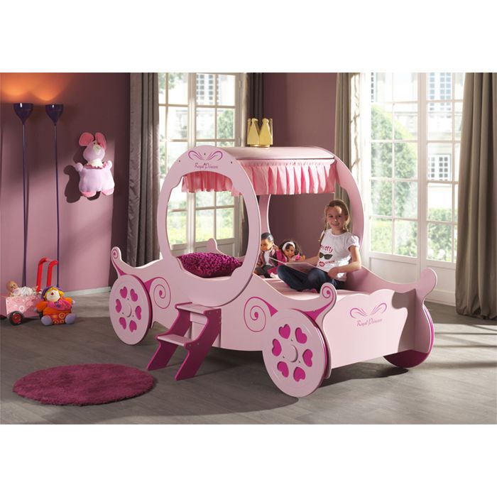 FUN Lit enfant carrosse 90x200 cm - Rose