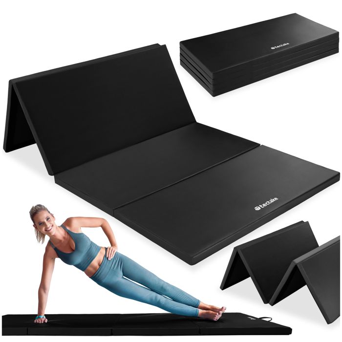 TECTACKE Tapis de Gym Tapis de Sol Tapis de Fitness Tapis de Yoga Pliable 240 x 120 x 5 cm Noir