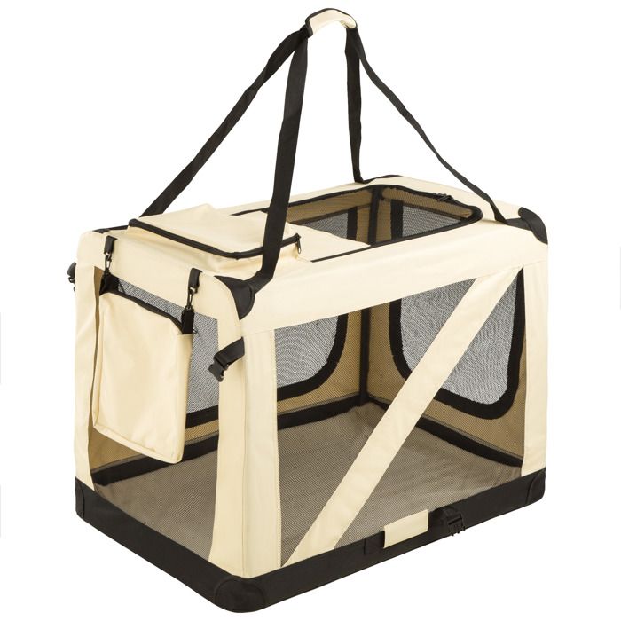 TECTAKE Caisse de transport pour Chien Taille XXL - 90 cm x 62 cm x 63 cm en Tissu + Tapis de sol