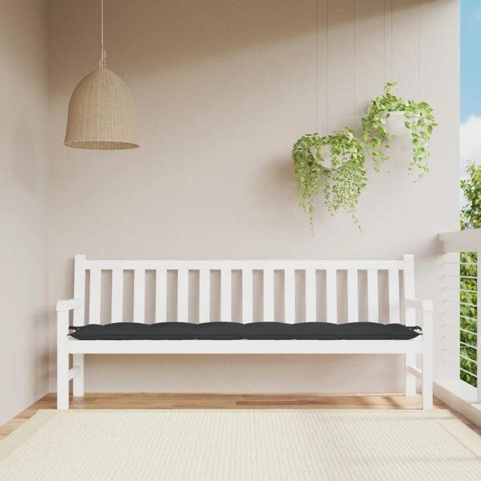 Vidaxl Coussin de Banc de Jardin Revêtement de Banc avec Jeux de Cordes Coussin dExtérieur Imperméable Noir 200x50x7 cm 361647