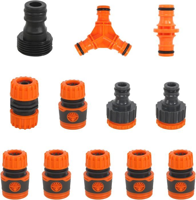 Kit Raccord Tuyau Arrosage YAAVAAW - 10 Pièces 1/2" 13mm - Connexion Rapide, Universel