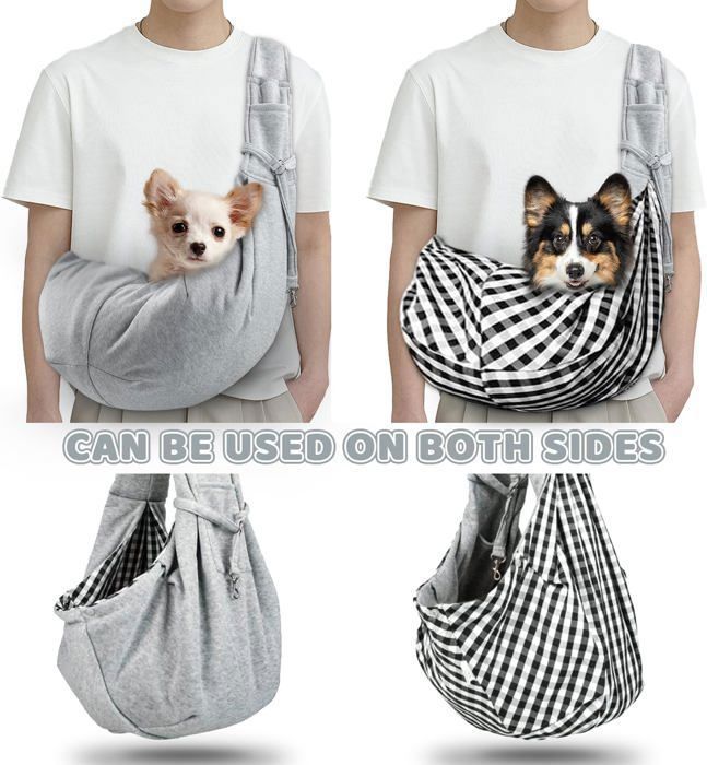 Meilleurs prix pour Sac de Transport pour Chien Chat Sac Ventral Chien Sac Portage Chien Portable Réglable Respirant Grey avec Serviette de Bain pour