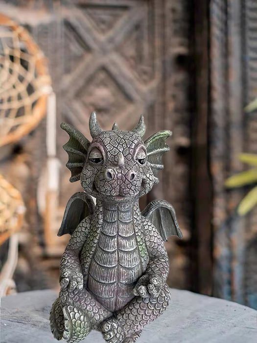 Lot De 4 Statues De Jardin En Forme De Dragon En Résine - Décoration De